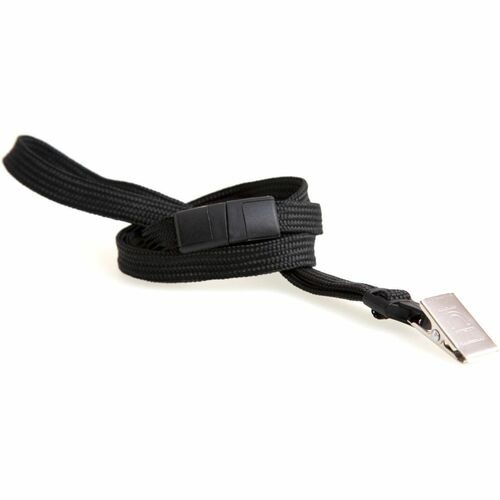 Breakaway Lanyard, Bulldog Clip, 12/PK, Black