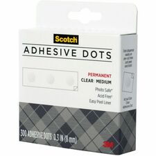 Adhesive Dots, Medium Craft, .3"D, 300/BX, Clear