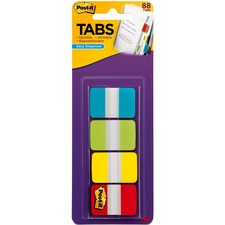 Post-it Tabs, 1"x1.5", 88/PK, AST