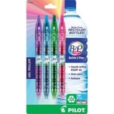 Gel Pen, Retractable, Refillable, Fine Point, 4/PK, AST