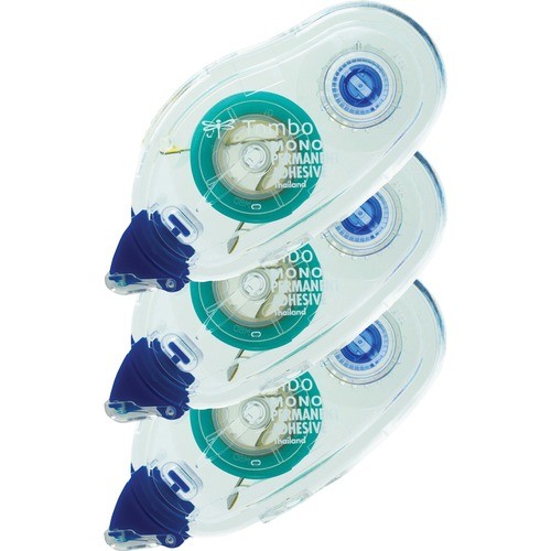 PERMANENT ADHESIVE REFILL, 0.33" X 39.33 FT, DRIES WHITE, 3/PACK