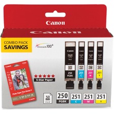 Ink Cartridge Color Combo Pack, Canon, 4/PK, Ast