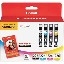 Ink Cartridge Kit, 4-color, PIXMA MG8220, 50-sht Glossy, 4/PK, MI