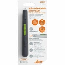 Pen Cutter w/Retract Blade, 5/8"x5/8"x5-1/8", Gray