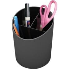 Large Pencil Cup, 3 Compartments, Black