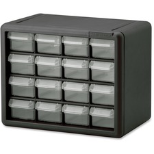 Storage Cabinet, Plastic, 16-Draw, 6-3/8"x10-1/2"x8-1/2", GY