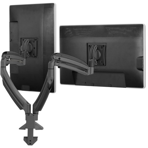 Monitor Mount, Double, Height Adjustable, 13" Range, BK