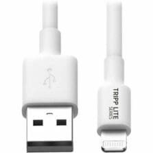 USB Cable, Lightning Connector, 3'L, White