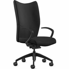 Chair, HighBack, w/Arms, SynchroTilt, Leather, 25"x26"x49", BK