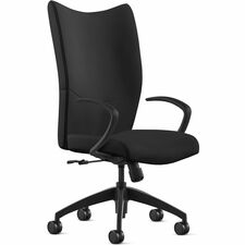 Chair, HighBack, w/Arms, SwivelTilt, Leather, 25"x26"x49", BK