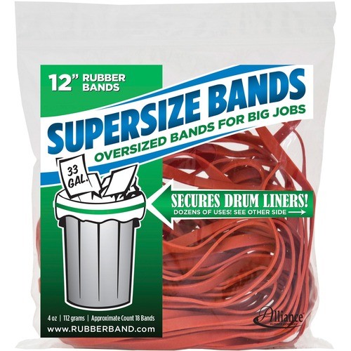 SuperSize Bands, 0.25" x 12", 4,060 psi Max Elasticity, Red, 18/Pack