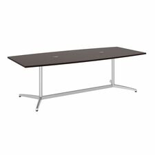 Table, Boat Top, Metal Base, 96"x42"x29", Mocha Cherry/Silver