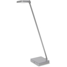 LED Desk Lamp, 40 Hrs, Aluminum/Plastic, 6"x7"x23", Silver