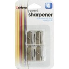 Aluminum Pencil Sharpener, 3/8", 4/PK, Metallic Silver