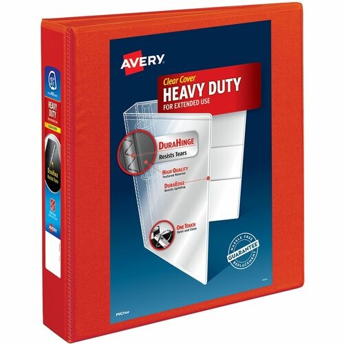HEAVY-DUTY VIEW BINDER WITH DURAHINGE AND ONE TOUCH EZD RINGS, 3 RINGS, 1.5" CAPACITY, 11 X 8.5, RED