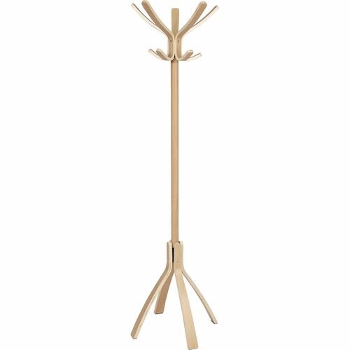 Wood Coat Stand, 4 FT, 10 Pegs, Light Brown