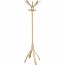 Wood Coat Stand, 4 FT, 10 Pegs, Light Brown