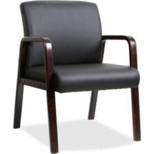 Guest Chair, Leather/Wood, 24"x25-5/8"x33-1/4", Black/Espresso