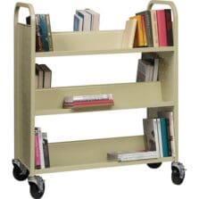 Book Cart, Double-sided, 6-shelf, 38"x18"x46-1/4", Putty