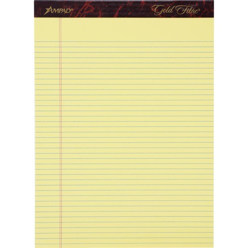 Gold Fibre Quality Writing Pads, Narrow Rule, 50 Canary-Yellow 8.5 X 11.75 Sheets, Dozen