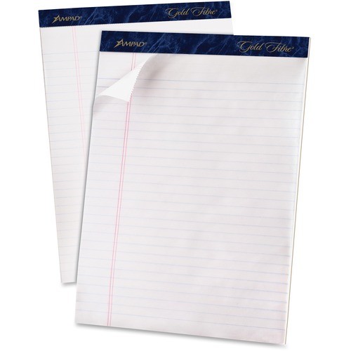 Gold Fibre Quality Writing Pads, Wide/legal Rule, 50 White 8.5 X 11.75 Sheets, Dozen
