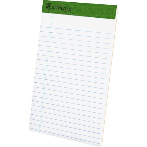 Earthwise By Ampad Recycled Writing Pad, Narrow Rule, Politex Green Headband, 50 White 5 X 8 Sheets, Dozen