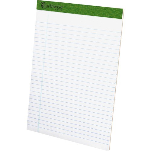 Earthwise By Ampad Recycled Writing Pad, Wide/legal Rule, Politex Green Headband, 50 White 8.5 X 11.75 Sheets, Dozen