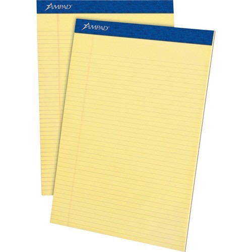 Perforated Writing Pads, Narrow Rule, 50 Canary-Yellow 8.5 X 11.75 Sheets, Dozen