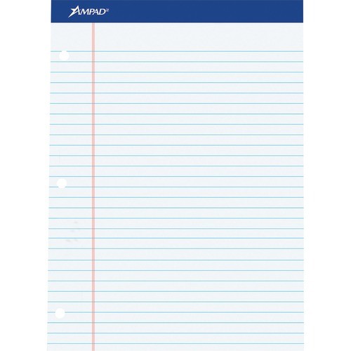 Double Sheet Pads, Wide/legal Rule, 100 White 8.5 X 11.75 Sheets