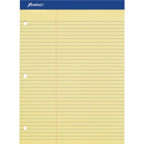 Double Sheet Pads, Pitman Rule Variation (offset Dividing Line - 3" Left), 100 Canary-Yellow 8.5 X 11.75 Sheets