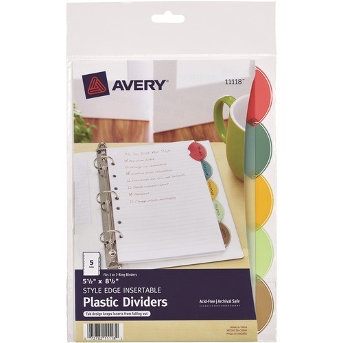 Mini Dividers, 5-1/2"x8-1/2", 7-Hole Punch, 5/ST, Multi