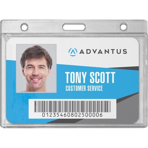 Frosted One-Card Rigid Badge Holders, Horizontal, Frosted 3.68" x 2.75" Holder, 3.38" x 2.13" Insert, 25/Box