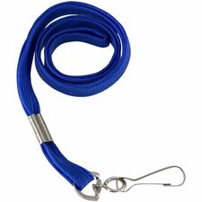 Flat Lanyard W/ Hook, 100/PK, Blue