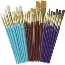 Paint Brush Set, 3 Brush Hairs, 4 Brush Shapes, 24/ST, AST