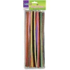 Chenille Stems, 6mm x 12", 100/PK, AST Striped