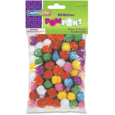 Glitter Pom Poms, 1/2", 80/PK, Assortment