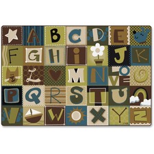 Alphabet Blocks Mat, Nature, 6'x9', Multi
