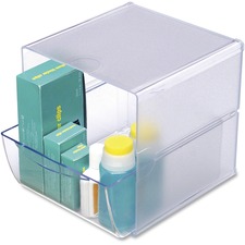 Stackable Desk Organizer, Cube, 1-Draw, 2-Comp, 7-1/8"x6"x6", CL