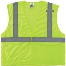 Safety Vest, w/Mic Tab, Class 2, Hi-Vis, Reflect Tape, L/XL, Lime