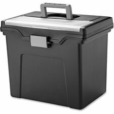Portable File Box, Ltr, 11.7"x10.2"x13.8", Black