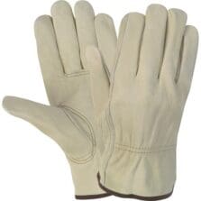 Work Gloves, Leather, Medium, 2 Gloves/PR, Cream