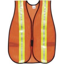 Safety Vest, w/2" Lime/Silver Reflectors, 18"x47", Orange