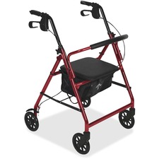 Basic Steel Rollators, 6" Wheels, 350lbs Cap, Red