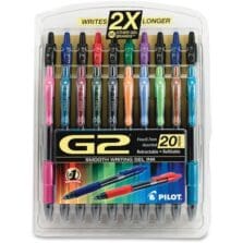 G2 Pens, Gel, .7mm, 20/PK, Assorted