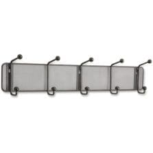 Wall Rack, 5 Hooks, Mesh, 26.75"x3"x5.5", Black