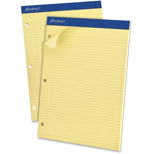 Double Sheet Pads, Narrow Rule, 100 Canary-Yellow 8.5 X 11.75 Sheets