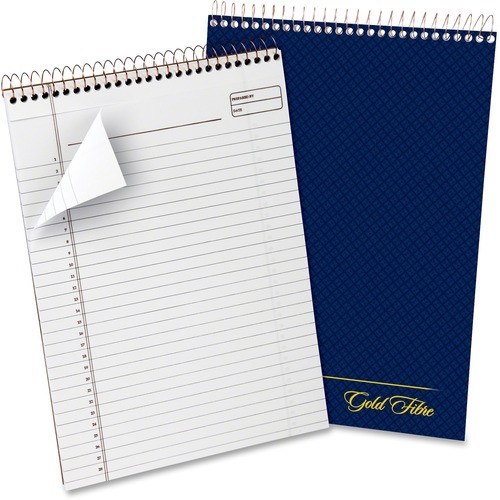Gold Fibre Wirebound Project Notes Pad, Project-Management Format, Navy Cover, 70 White 8.5 X 11.75 Sheets