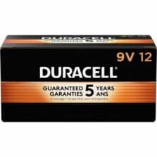Alkaline Batteries, 9V, Coppertop, 12/BX, Black