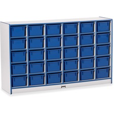 Cubbie Storage Unit, w/30 Bins, 29.5"x48"x15", BE Edge/Trays