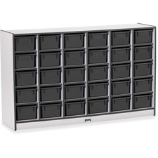 Cubbie Storage Unit, w/30 Bins, 29.5"x48"x15", BK Edge/Trays